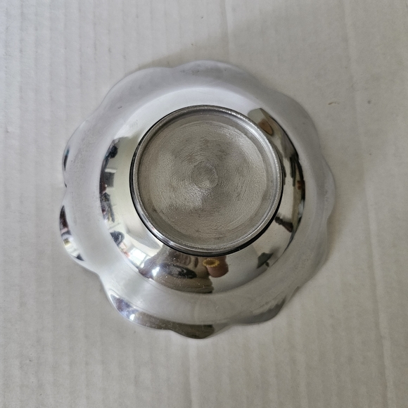 Yellow flower enamel trinket dish bowl silvertone metal - Picture 6 of 8